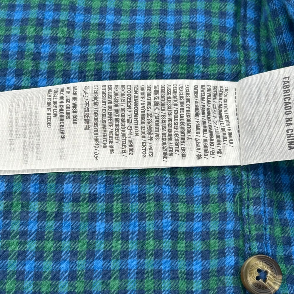 Abercrombie Fitch Musle Fit Lined Flannel Mens XXL Green Blue Plaid Shirt Jacket - Picture 7 of 8